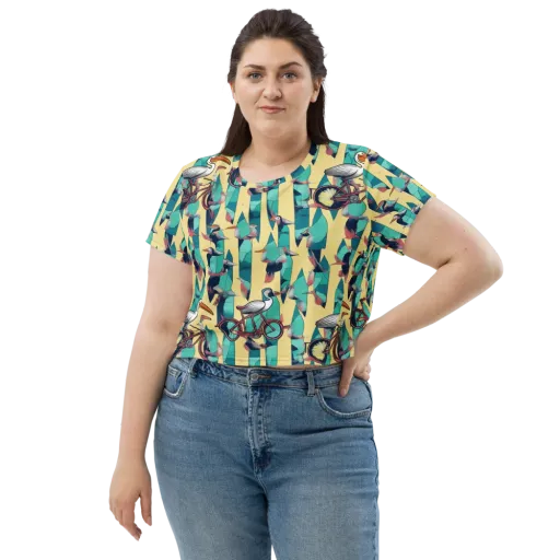 Teal Wings on a Crop Tee