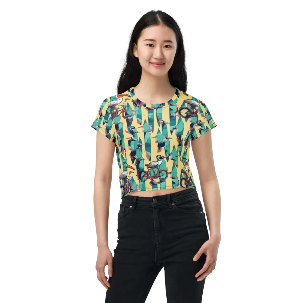 Teal Wings on Crop Tee — Front