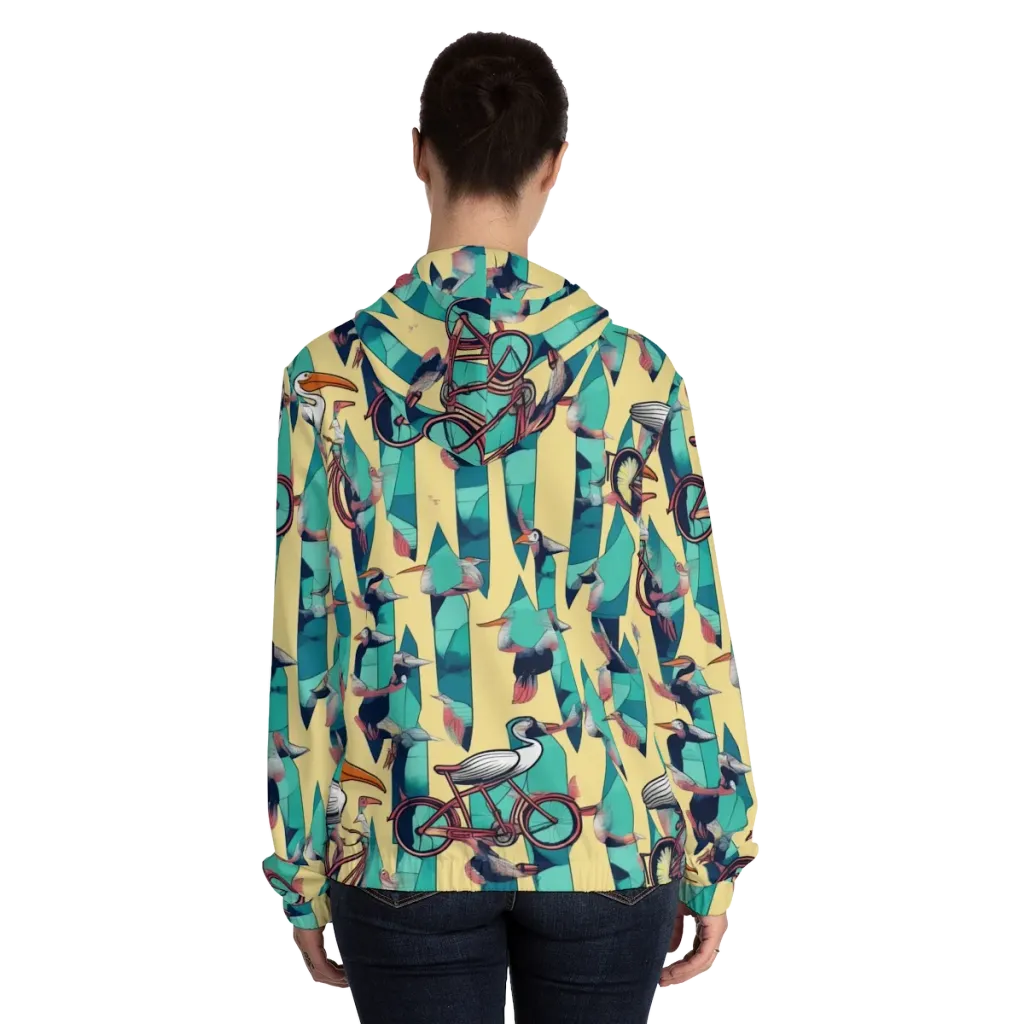 Teal Wings on Women's Full-Zip Hoodie — Back On Person