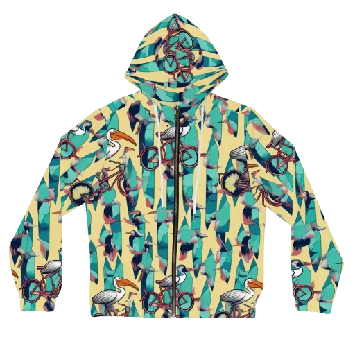 Teal Wings on a Women's Full-Zip Hoodie