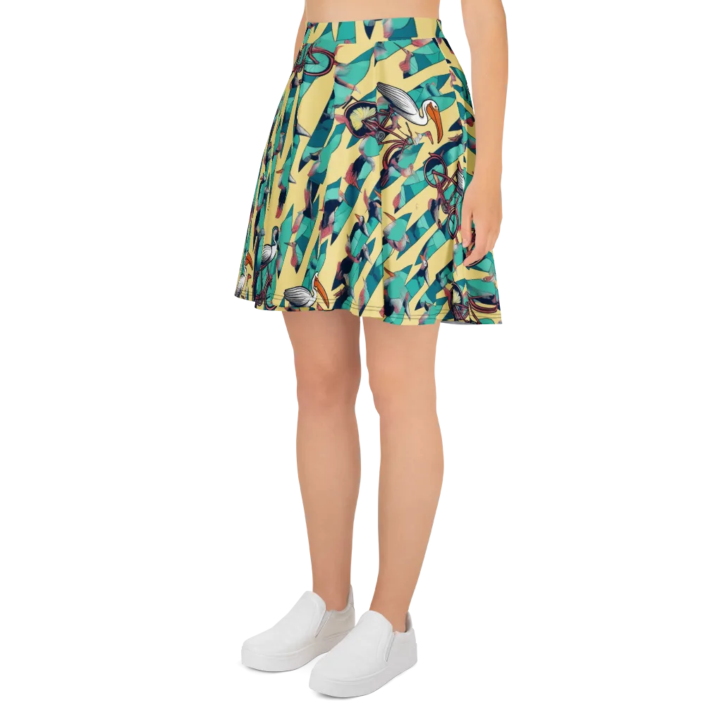 Teal Wings on Skater Skirt — Left