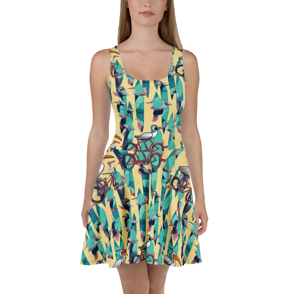 Teal Wings on Skater Dress — Front
