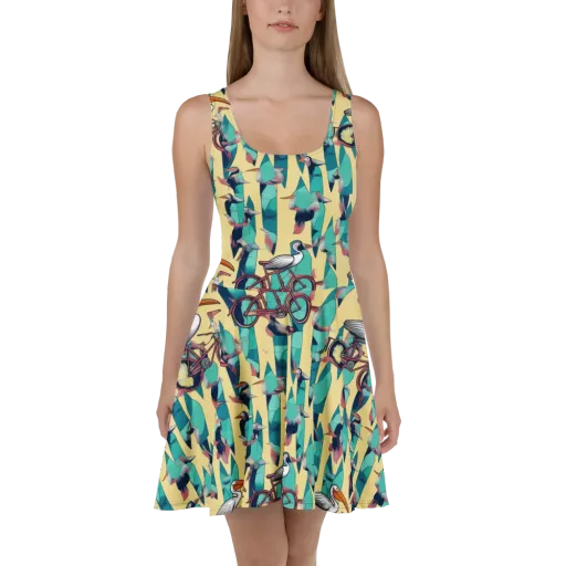Teal Wings on a Skater Dress