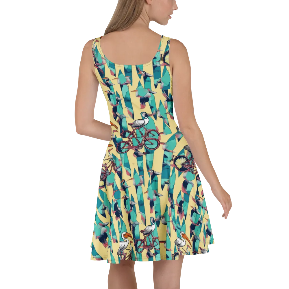 Teal Wings on Skater Dress — Back