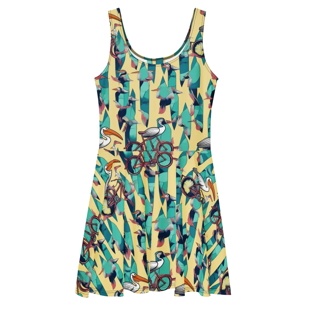 Teal Wings on Skater Dress — Front