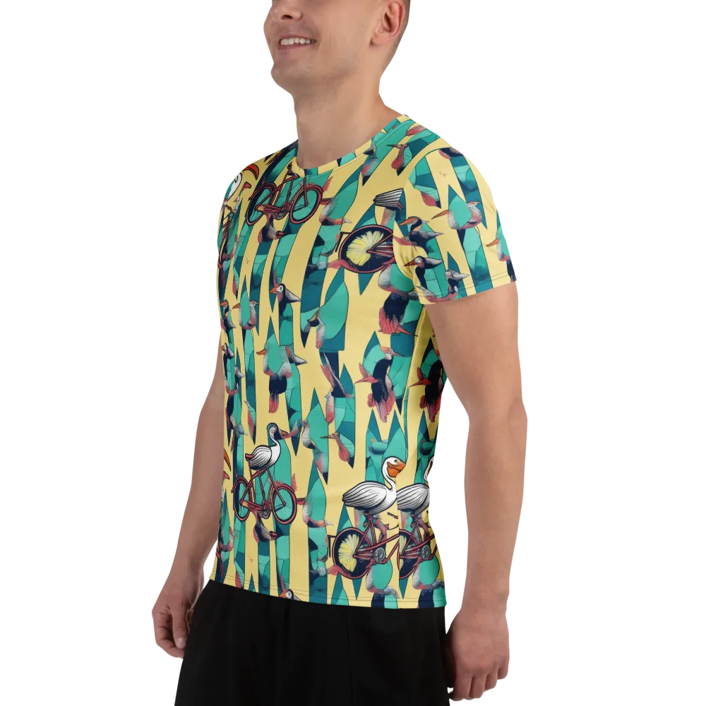 Teal Wings on Men's Athletic T-Shirt — Left