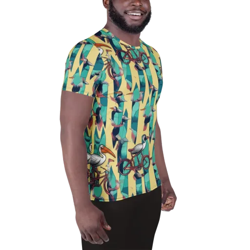 Teal Wings on a Men's Athletic T-Shirt