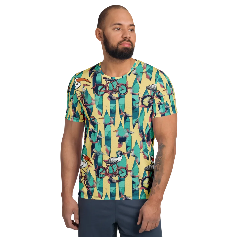 Teal Wings on Men's Athletic T-Shirt — Front