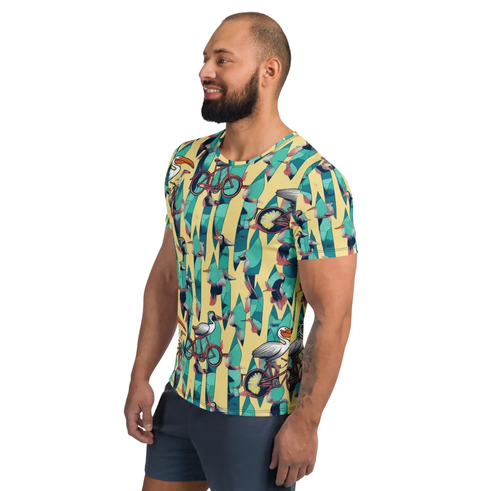 Teal Wings on Men's Athletic T-Shirt — Left