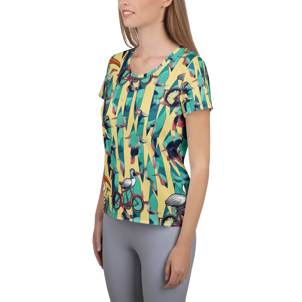 Teal Wings on Women's Athletic T-Shirt — Left