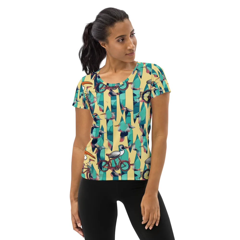 Teal Wings on Women's Athletic T-Shirt — Front