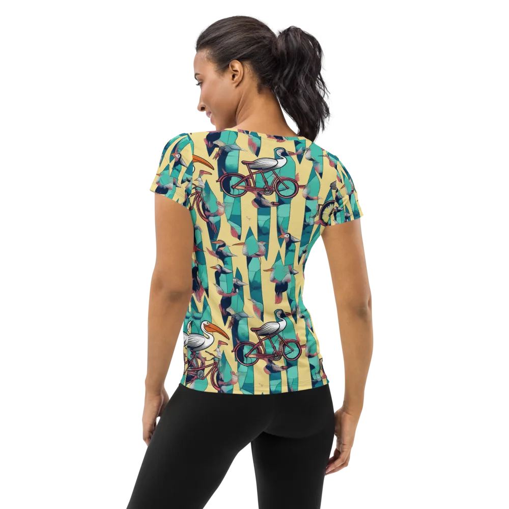 Teal Wings on Women's Athletic T-Shirt — Back