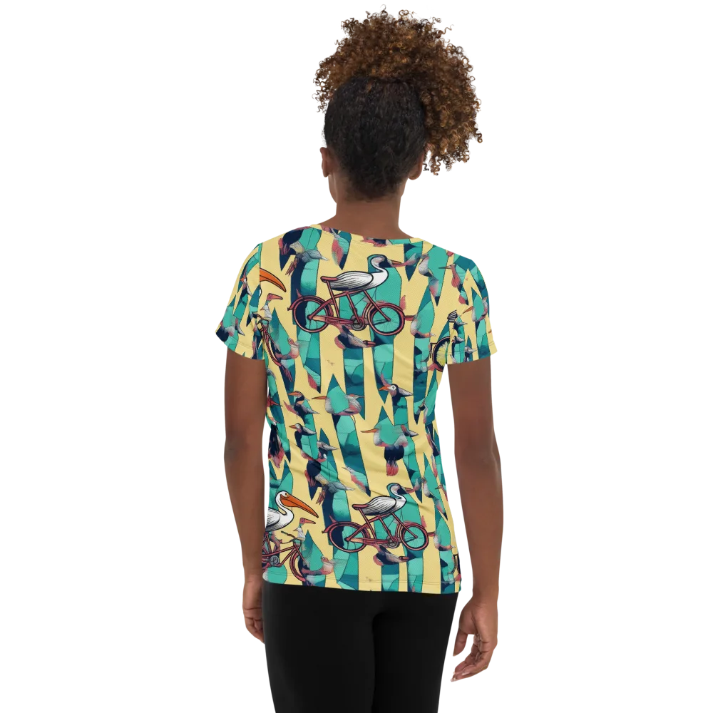 Teal Wings on Women's Athletic T-Shirt — Back