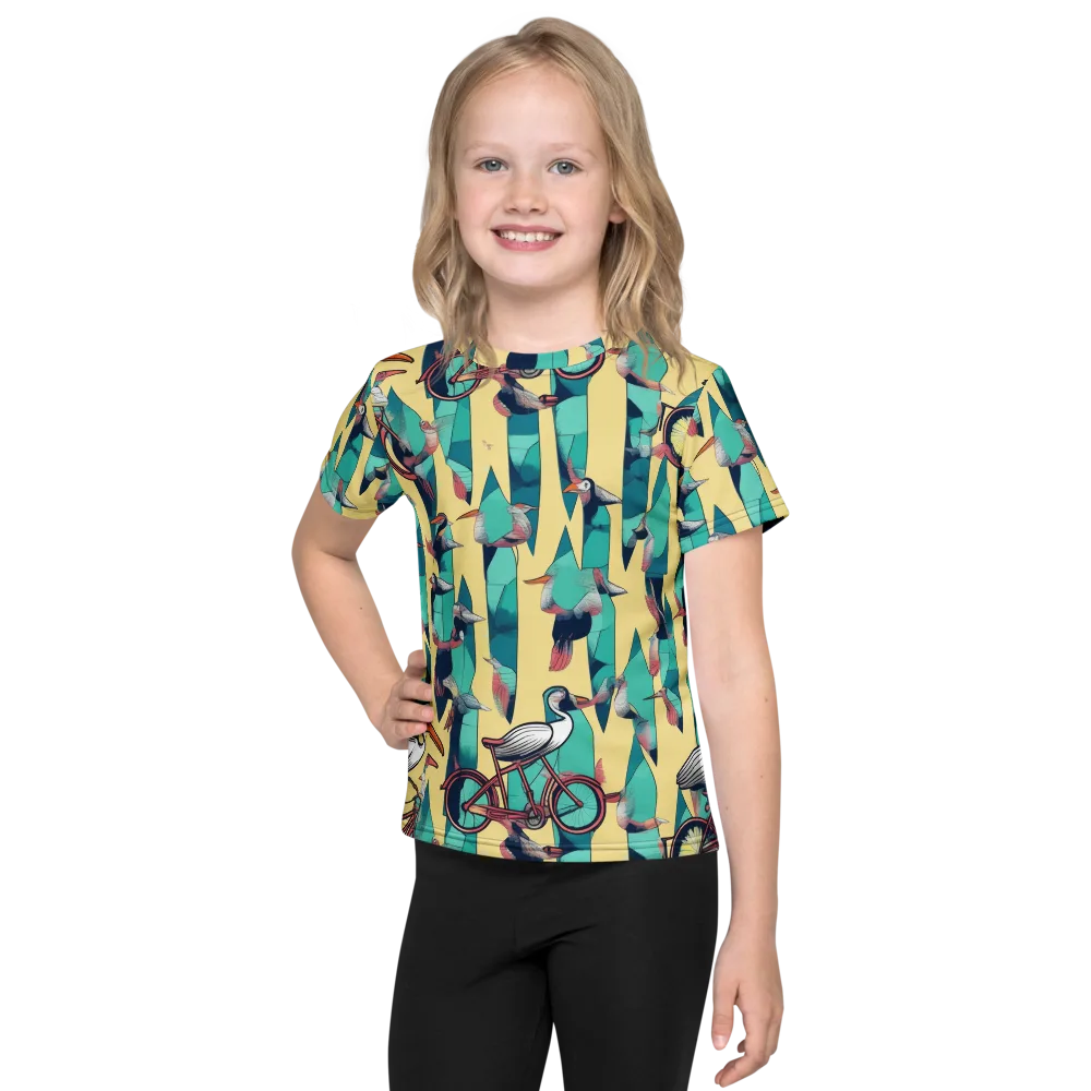 Teal Wings on Kids Crew Neck T-Shirt — Front