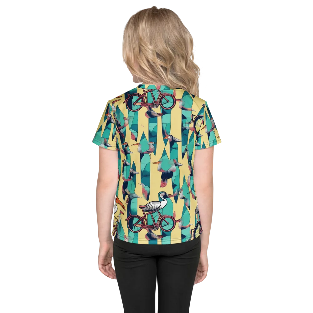 Teal Wings on Kids Crew Neck T-Shirt — Back