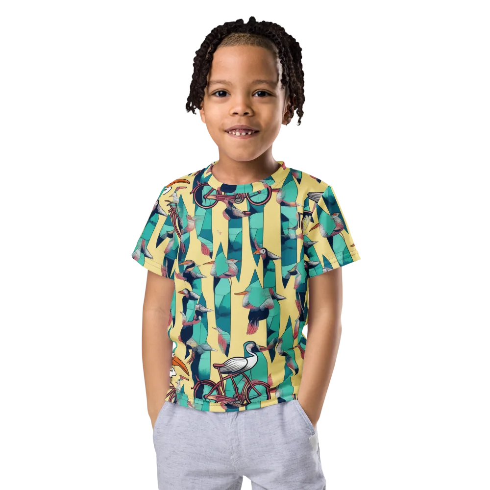 Teal Wings on Kids Crew Neck T-Shirt — Front