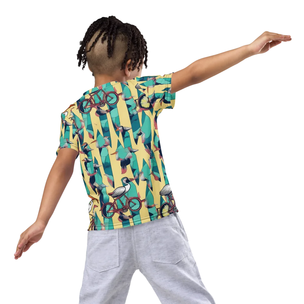 Teal Wings on Kids Crew Neck T-Shirt — Back