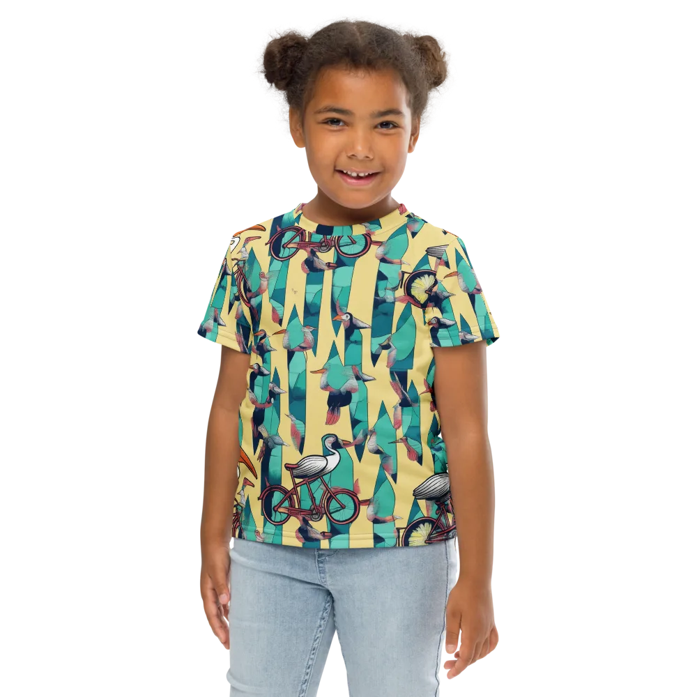 Teal Wings on Kids Crew Neck T-Shirt — Front