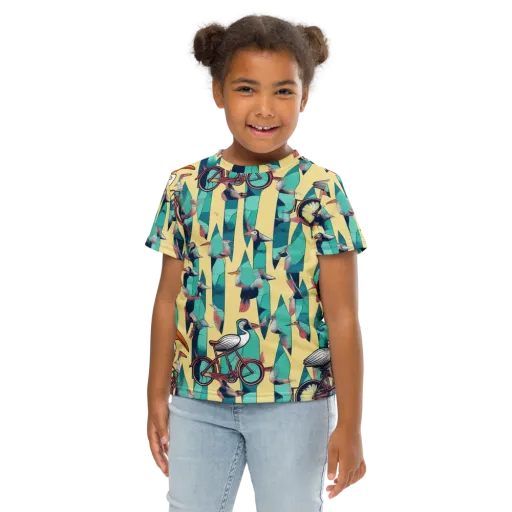Teal Wings on a Kids Crew Neck T-Shirt