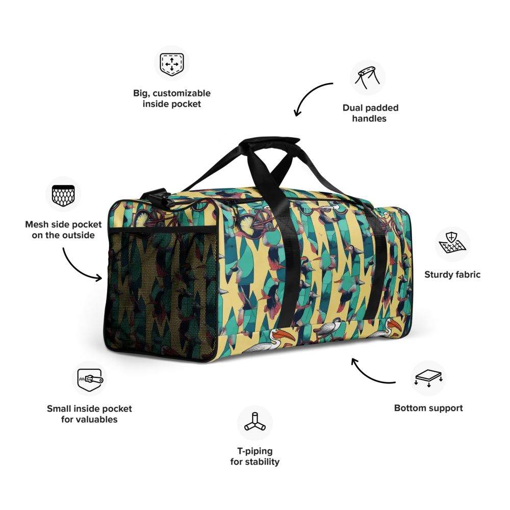Teal Wings on Duffle Bag — Right Front