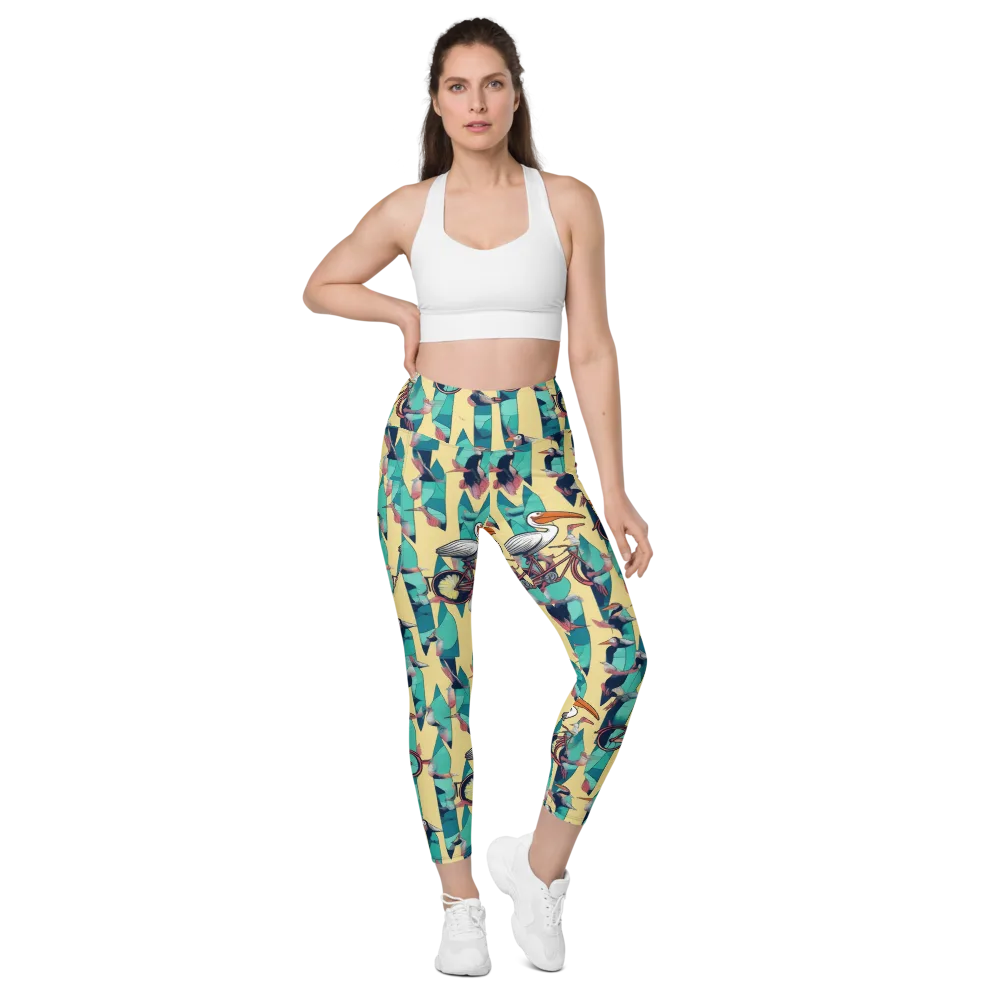 Teal Wings on Leggings with Pockets — Front
