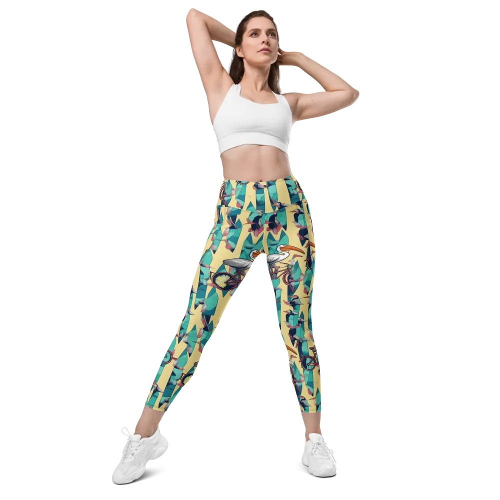 Teal Wings on Leggings with Pockets — Front