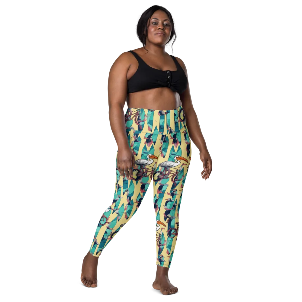 Teal Wings on Leggings with Pockets — Front