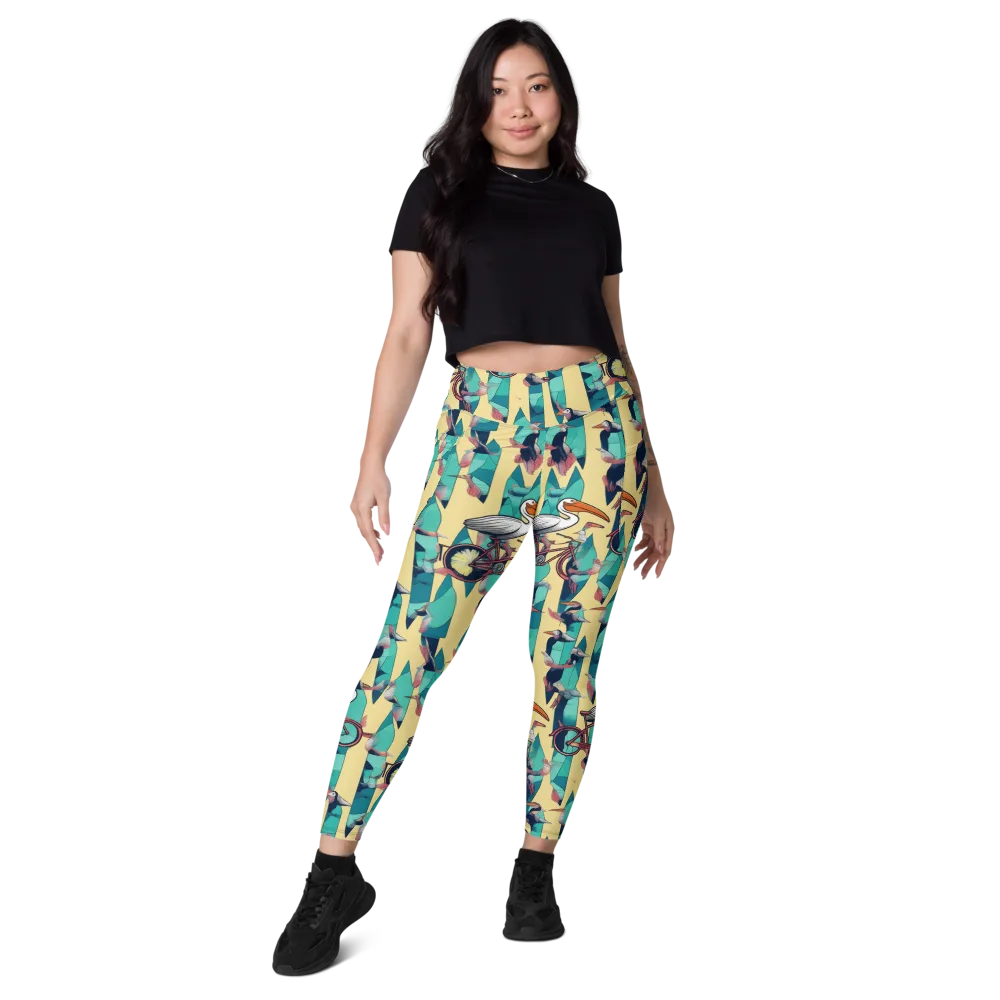 Teal Wings on Leggings with Pockets — Front