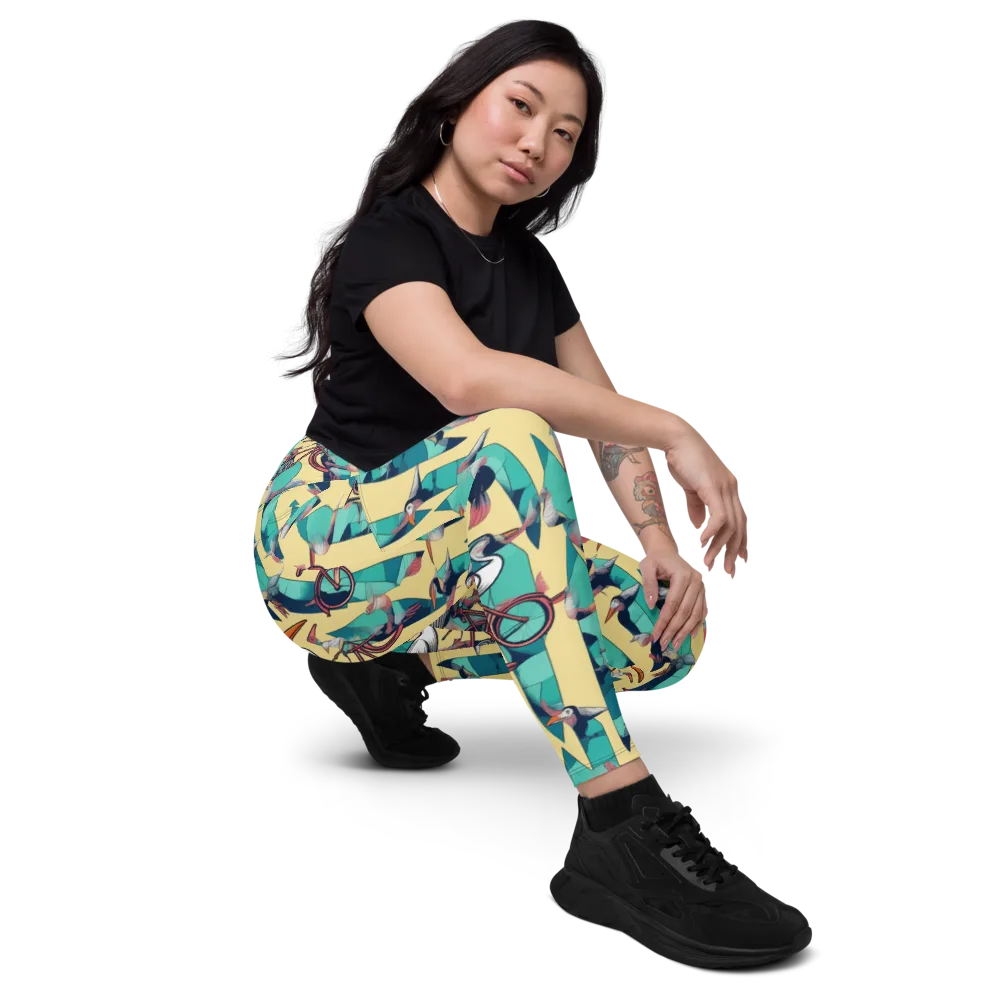 Teal Wings on Leggings with Pockets — Right Front