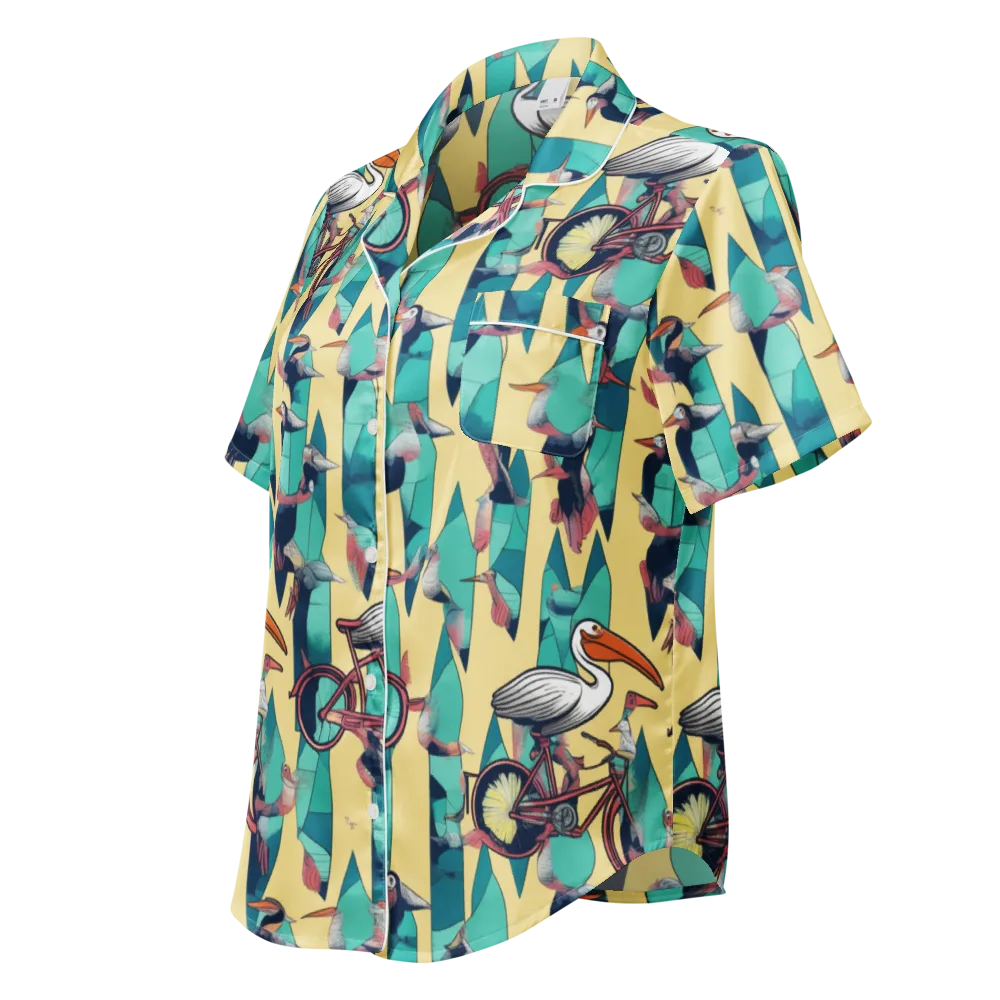 Teal Wings on Women's Short Sleeve Pajama Top — Left Front