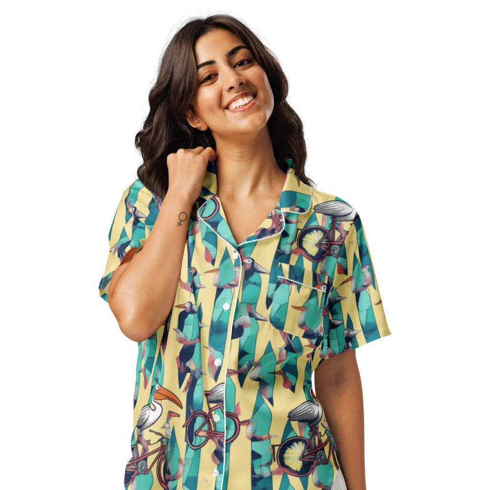 Teal Wings on Women's Short Sleeve Pajama Top — Front