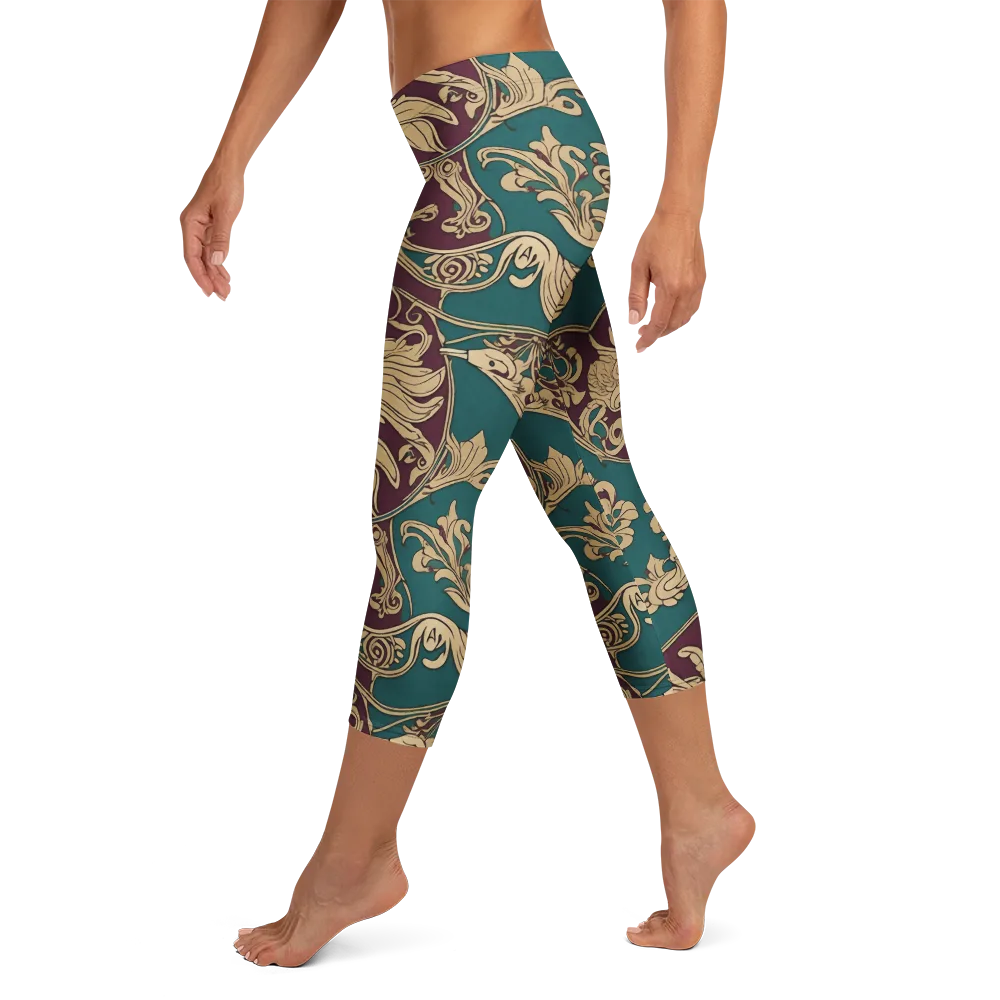 Peacock Reliquary on Capri Leggings — Left