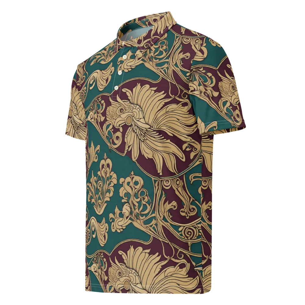 Peacock Reliquary on Men's Slim Fit Polo Shirt — Left Front