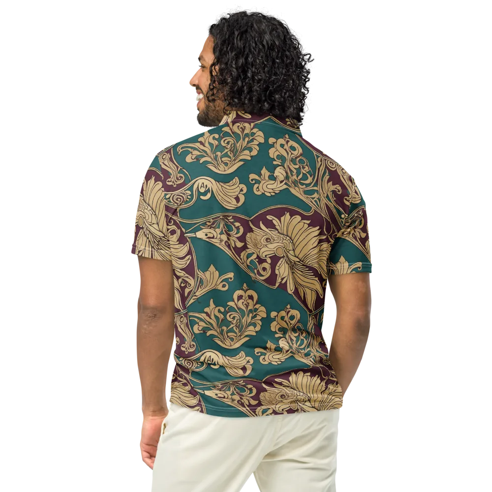 Peacock Reliquary on Men's Slim Fit Polo Shirt — Back