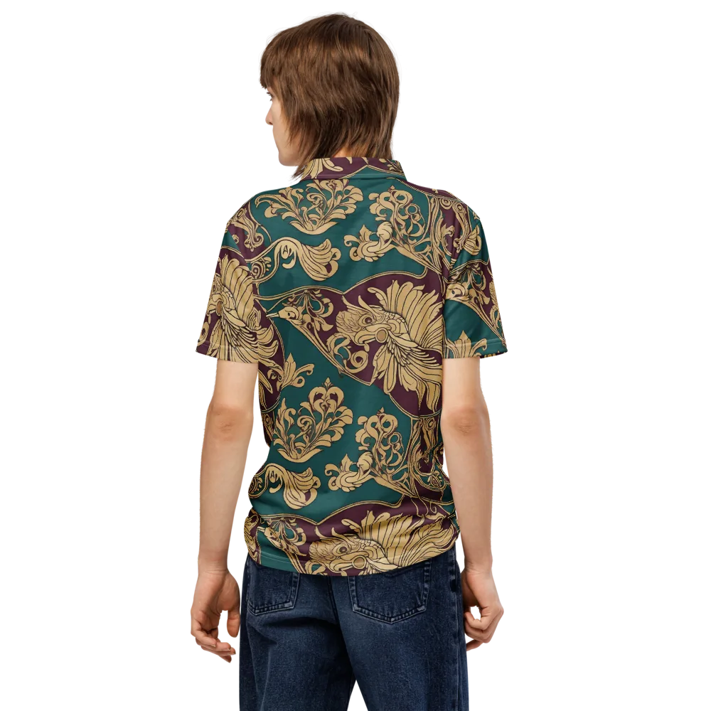 Peacock Reliquary on Men's Slim Fit Polo Shirt — Back