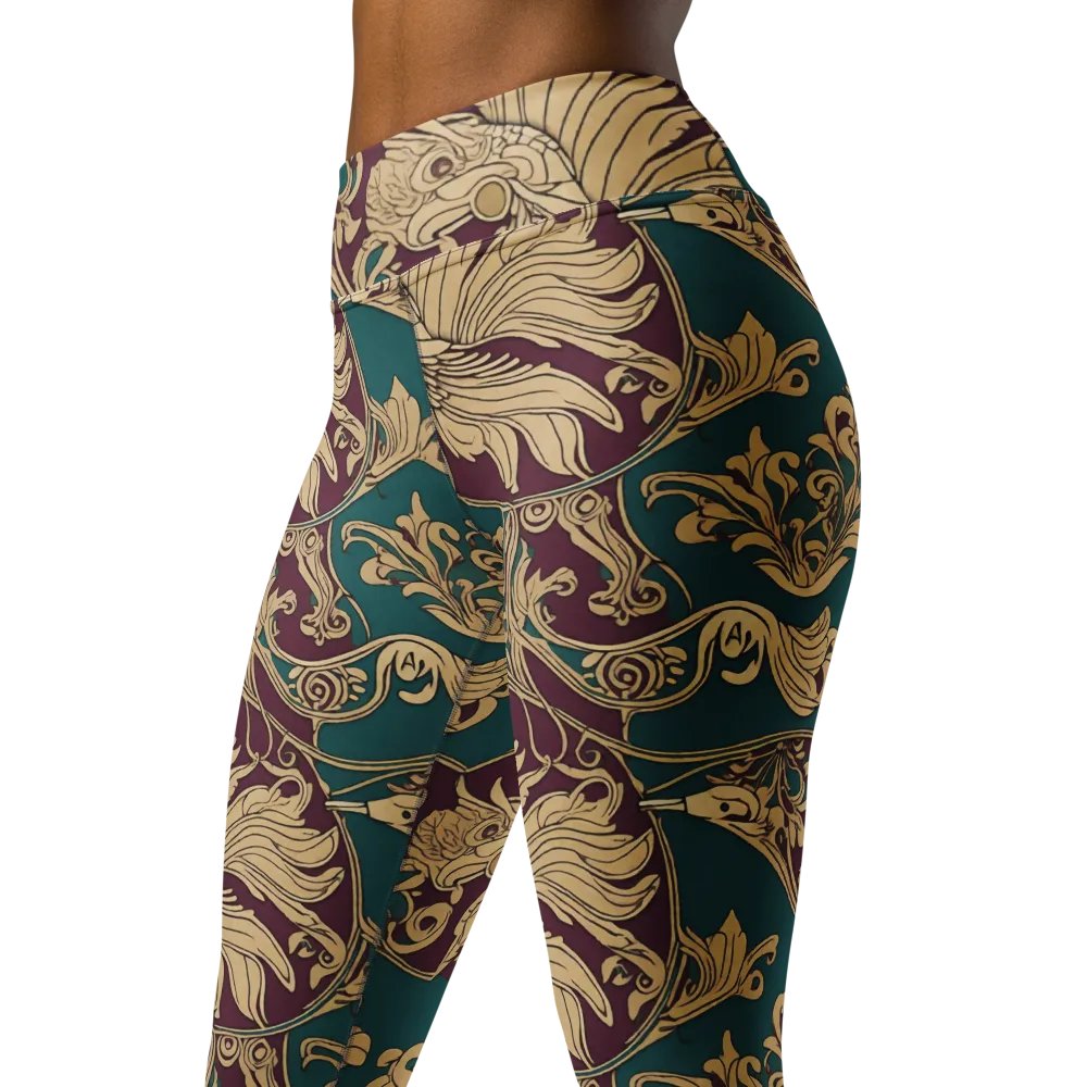 Peacock Reliquary on Yoga Leggings — Left Front