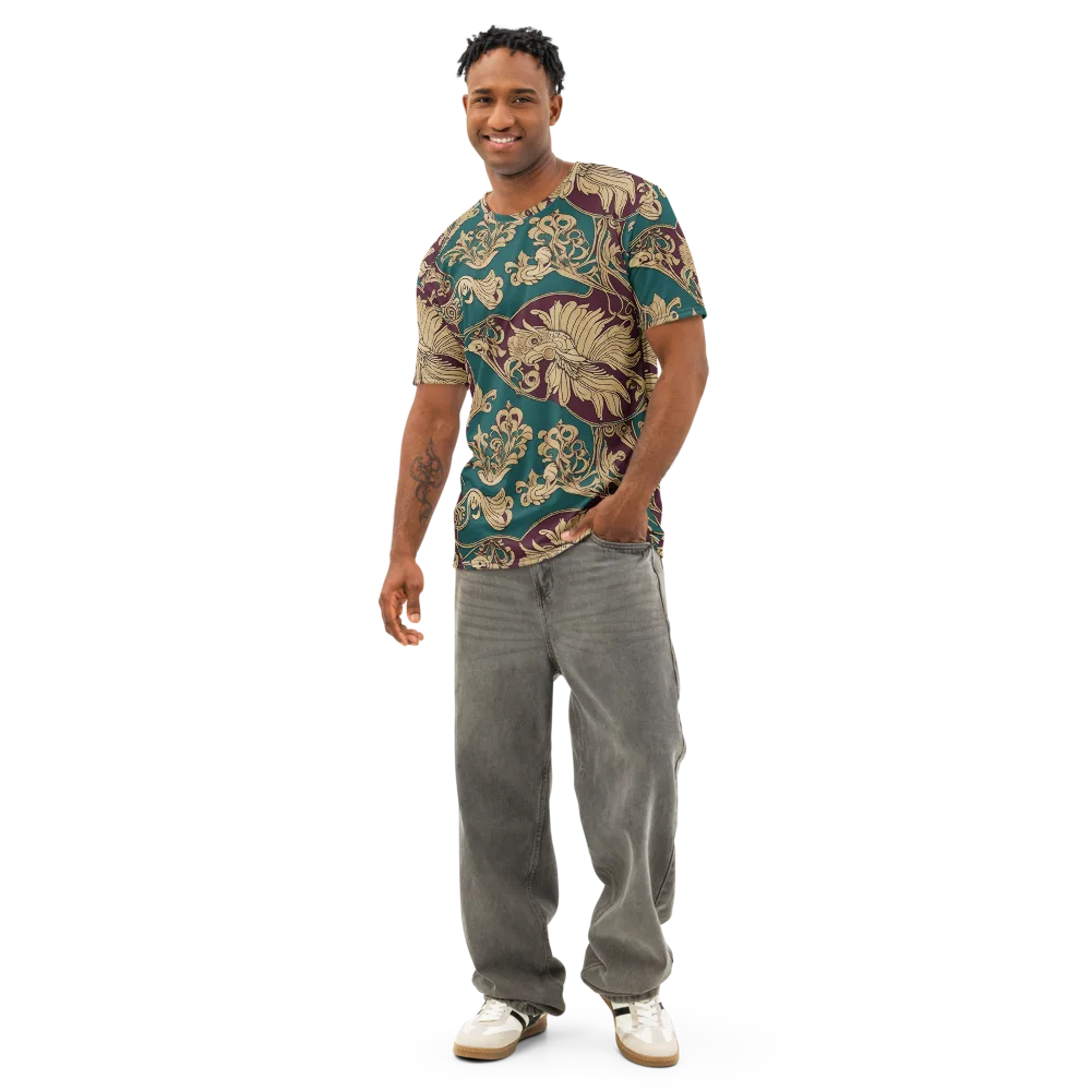 Peacock Reliquary on Men's Cotton Crew Neck T-Shirt — Front