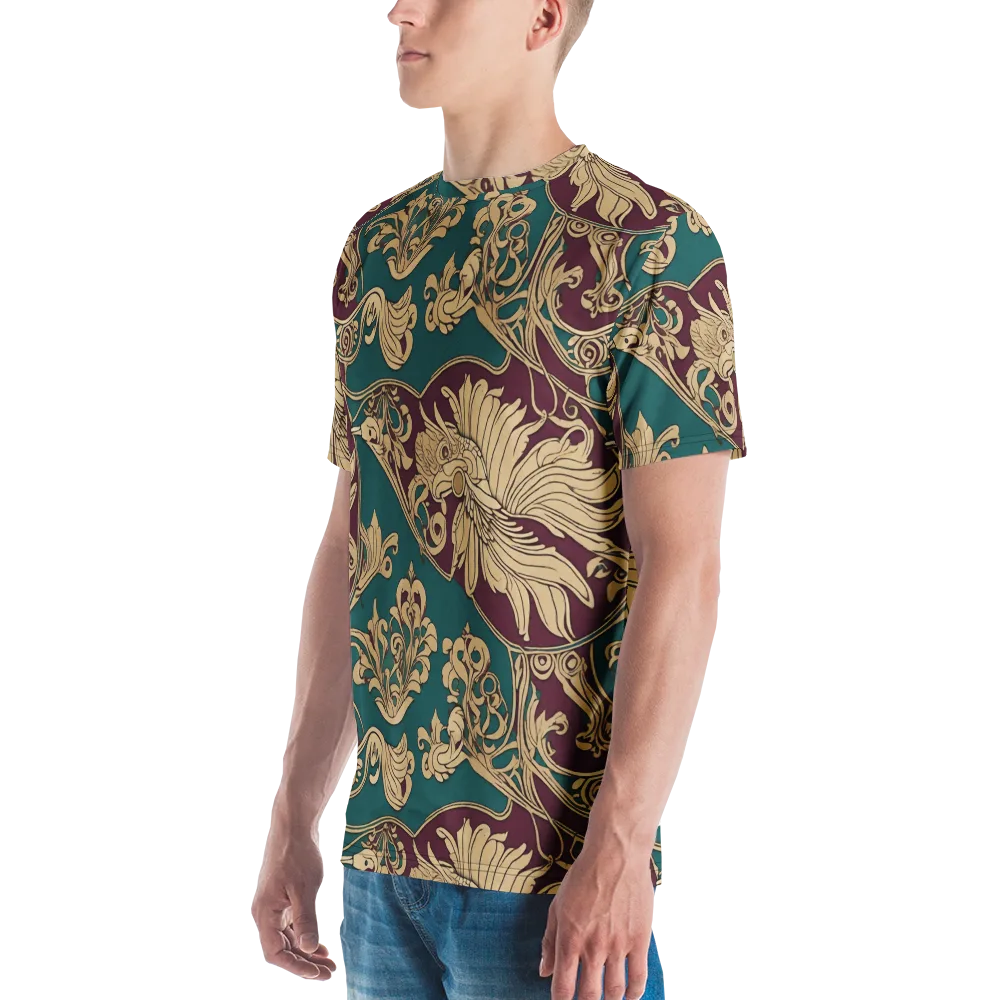 Peacock Reliquary on Men's Crew Neck T-Shirt — Left