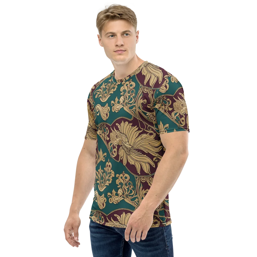 Peacock Reliquary on Men's Crew Neck T-Shirt — Left