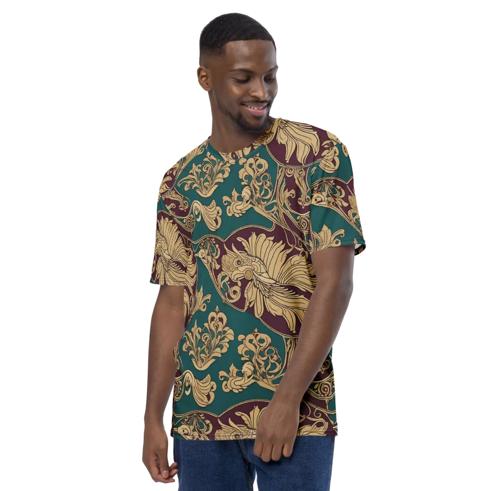 Peacock Reliquary on Men's Crew Neck T-Shirt — Left