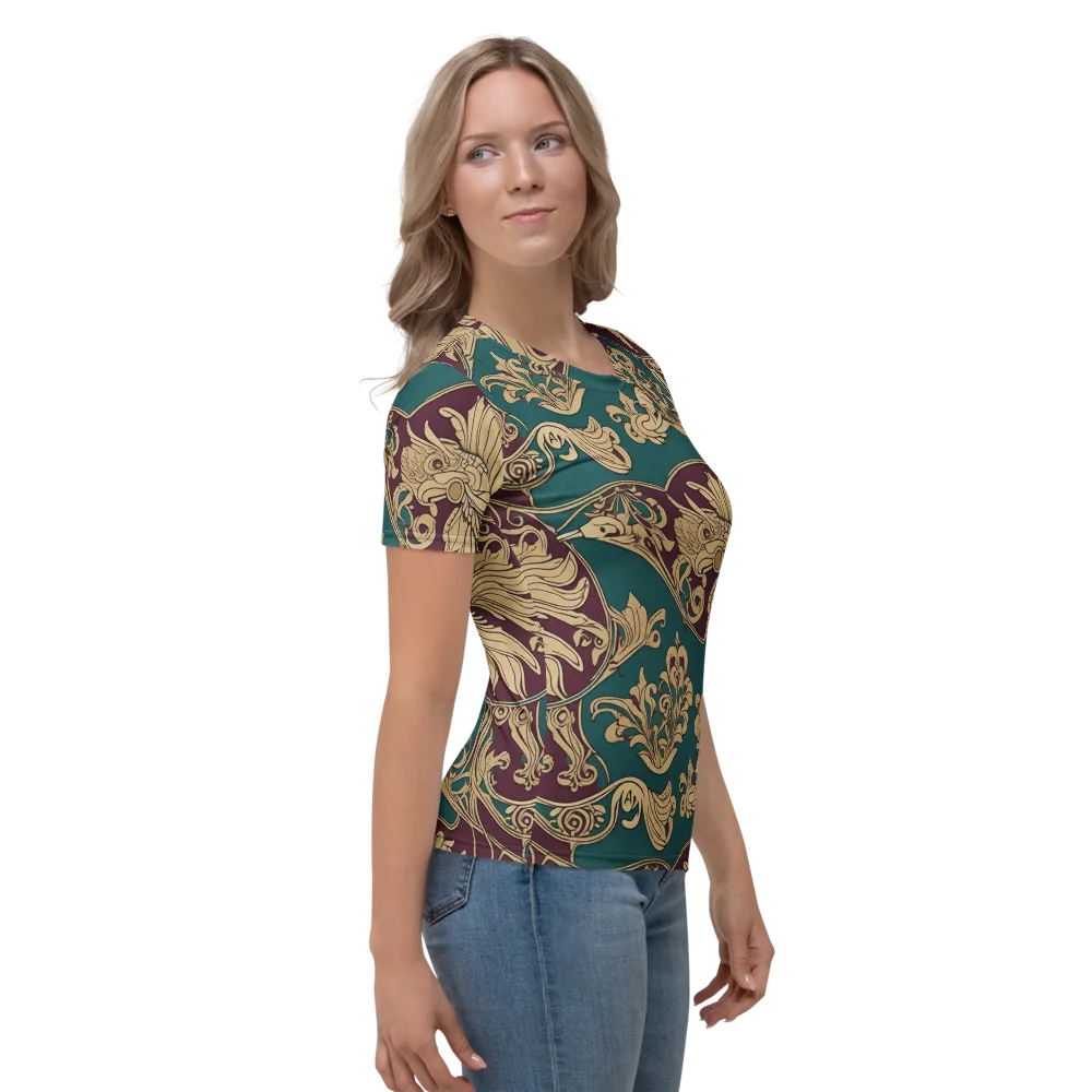 Peacock Reliquary on Women's Crew Neck T-Shirt — Right