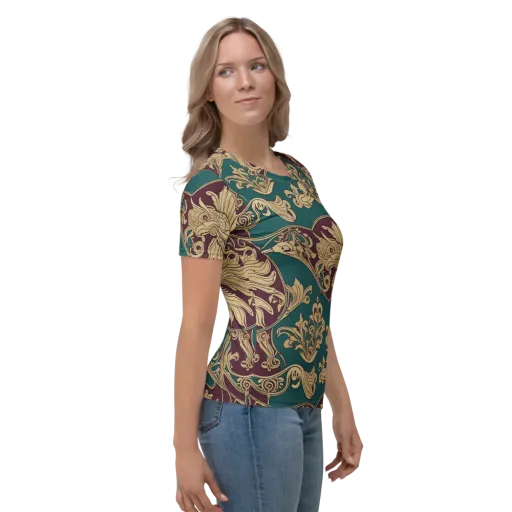 Peacock Reliquary on a Women's Crew Neck T-Shirt