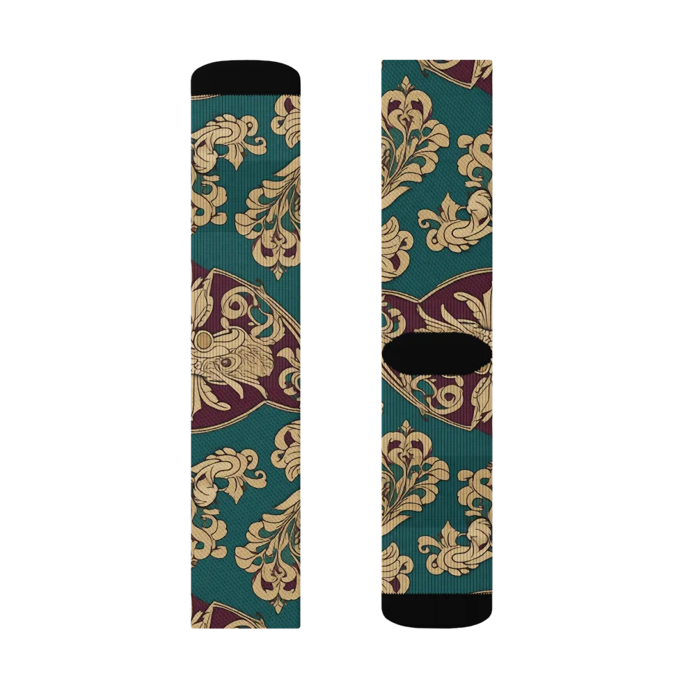 Peacock Reliquary on Socks — Left Sock