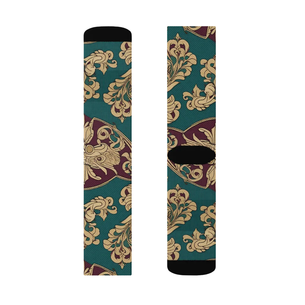 Peacock Reliquary on Socks — Right Sock