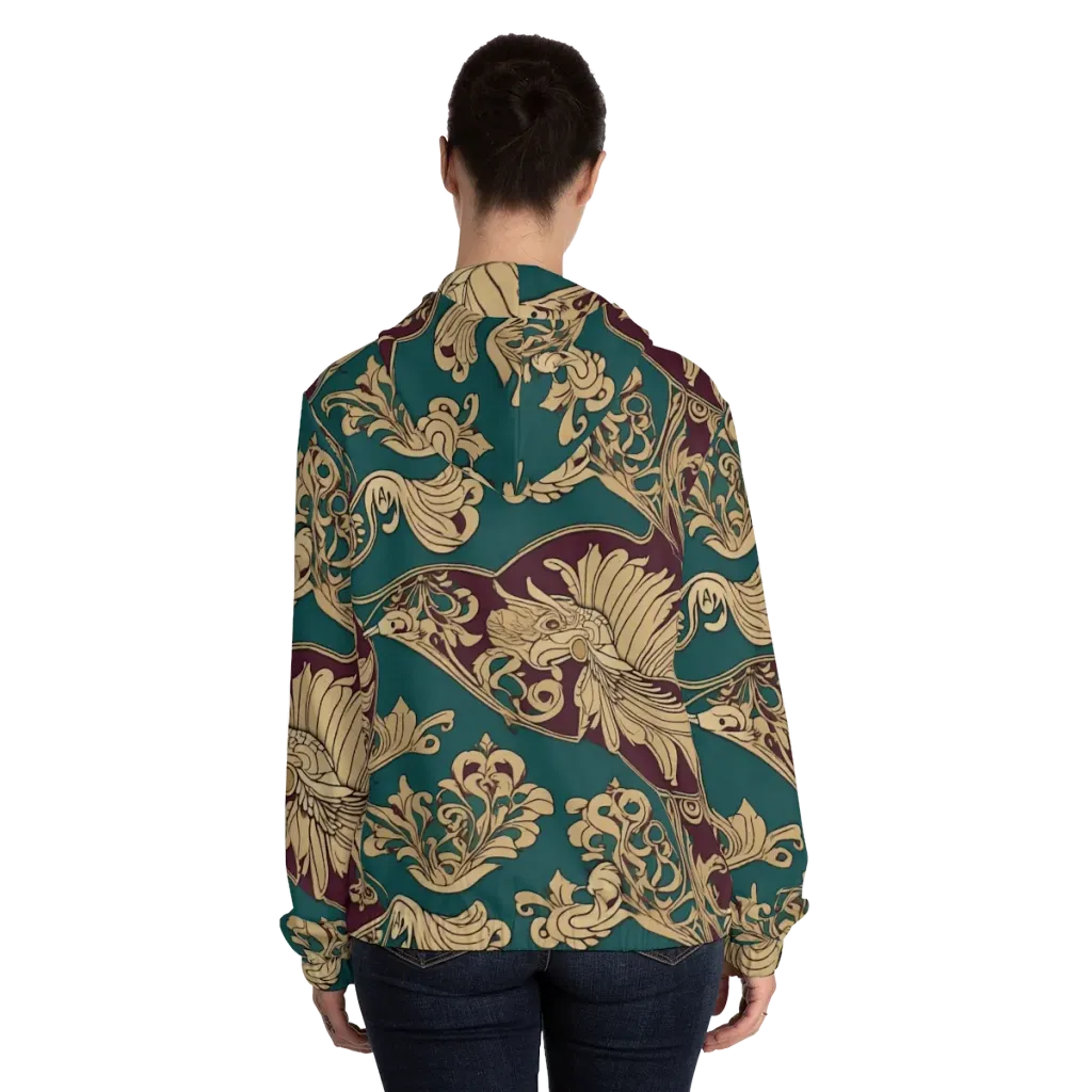 Peacock Reliquary on Women's Full-Zip Hoodie — Back On Person