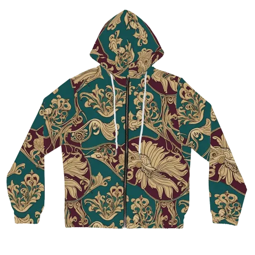 Peacock Reliquary on a Women's Full-Zip Hoodie