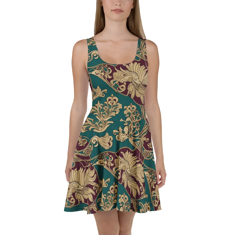 Peacock Reliquary on Skater Dress — Front