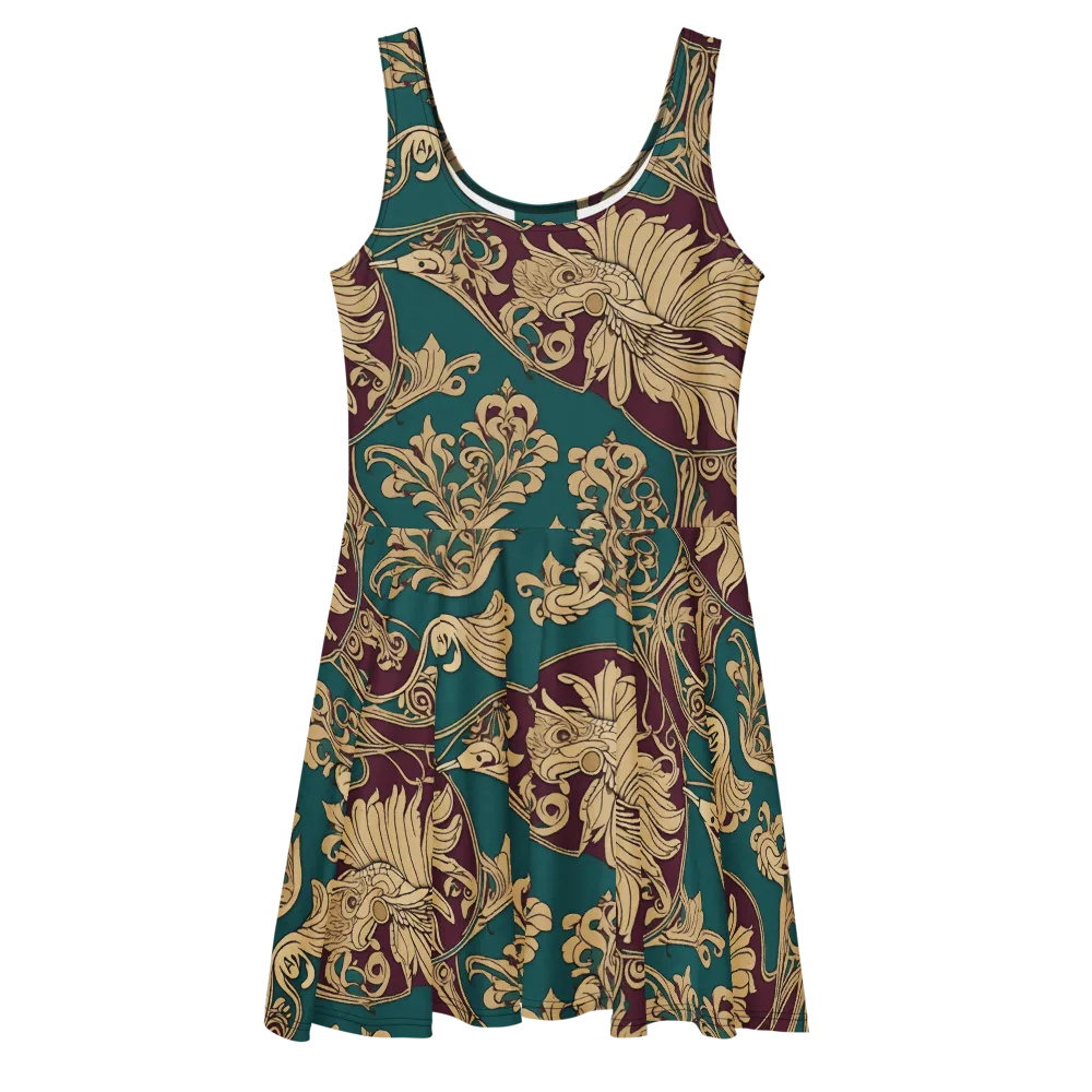 Peacock Reliquary on Skater Dress — Front