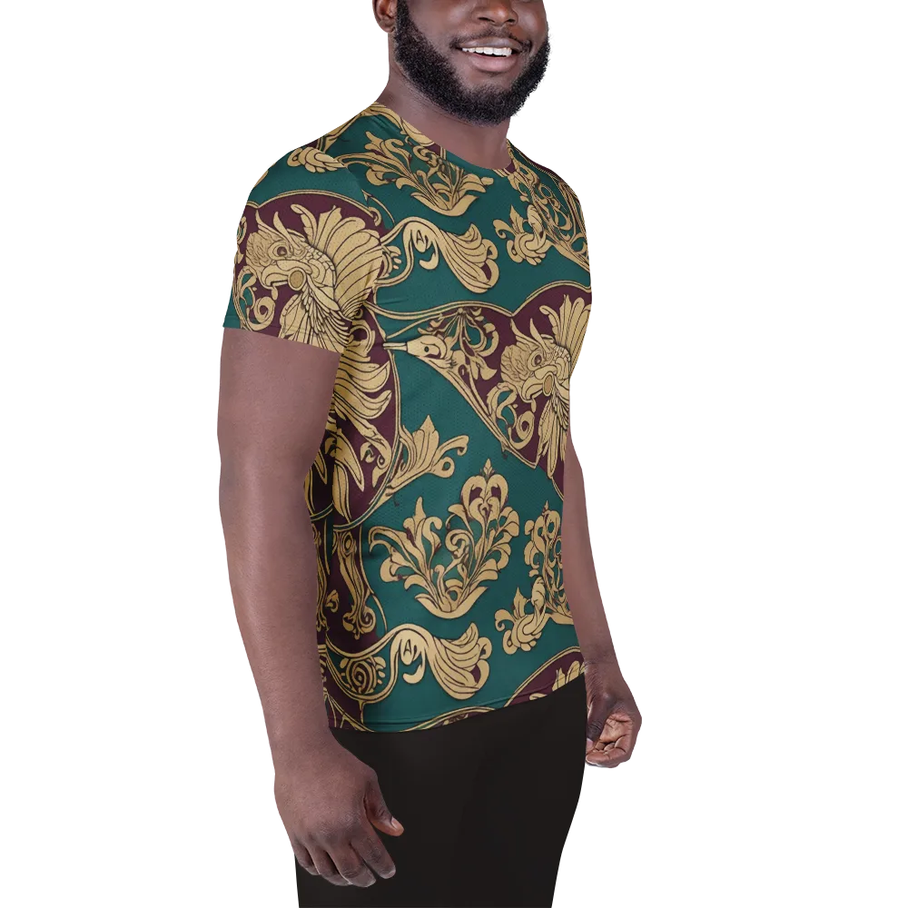 Peacock Reliquary on Men's Athletic T-Shirt — Right