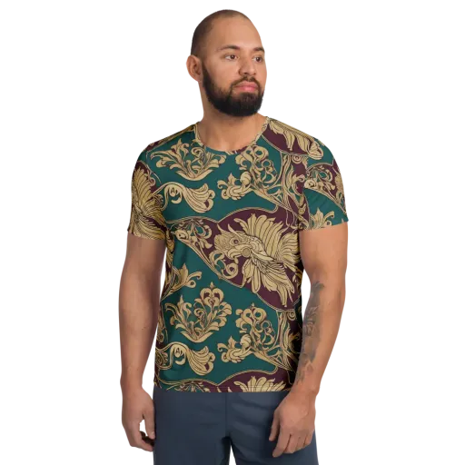 Peacock Reliquary on a Men's Athletic T-Shirt